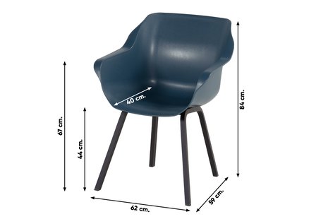 Set van 2 - Hartman Sophie Element dining armstoel - Steel Blue - Alu poot Set van 2 - Hartman Sophie Element dining armstoel - Steel Blue - Alu poot
