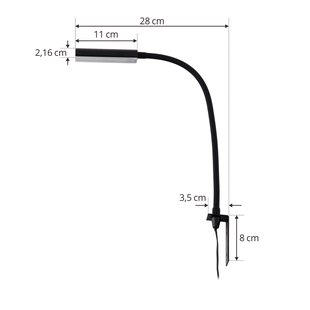 Lindby LED leeslamp Flexola, zwart, hoekig, stekker