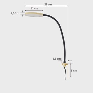 Lindby LED leeslamp Flexola, goud, rond, metaal, stekker