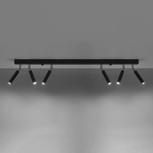 Euluna Nicanor plafondspot zwart/chroom 6-lamps