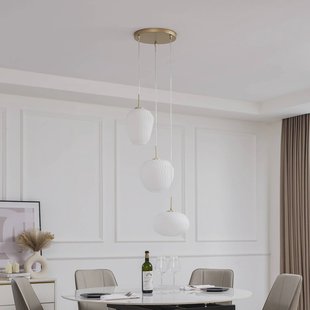 Lucande hanglamp Quinara, 3-lamps, opaal, glas, Ø 52 cm