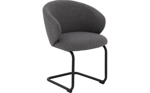 Goossens Stoel Noomi donkergrijs stof met armleuning,