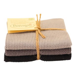 Solwang Design - vaatdoekjes - set van 3 - black/grey combi