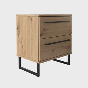 Meubella - Nachtkastje Saturn - Eiken - Zwart - 45 cm