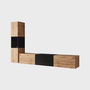 Meubella - Wandmeubel Bonzo - Eiken - Zwart