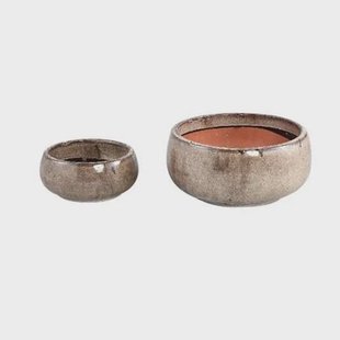 PTMD Nayaa Brown ceramic pot round SV2 PTMD Nayaa Brown ceramic pot round SV2