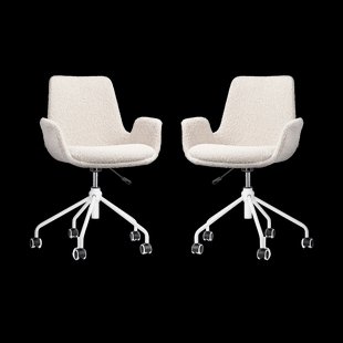 Nout-Eef bureaustoel bouclé beige - wit onderstel - set van 2 Nout-Eef bureaustoel bouclé beige - wit onderstel - set van 2