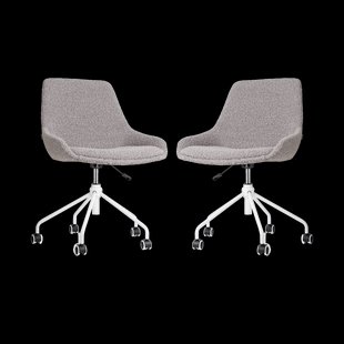 Nout-Isa bureaustoel bouclé taupe - wit onderstel - set van 2