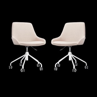 Nout-Isa bureaustoel beige - wit onderstel - set van 2