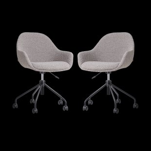 Nout-Mae bureaustoel bouclé taupe - zwart onderstel - set van 2