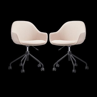 Nout-Mae bureaustoel beige - zwart onderstel - set van 2