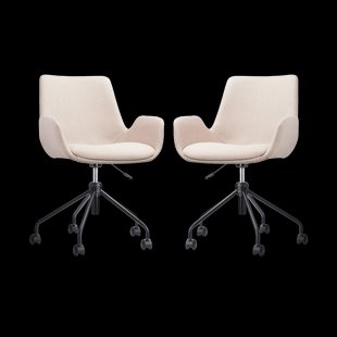 Nout-Eef bureaustoel beige - zwart onderstel - set van 2