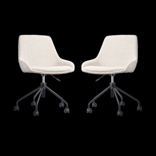 Nout-Isa bureaustoel bouclé beige - zwart onderstel - set van 2