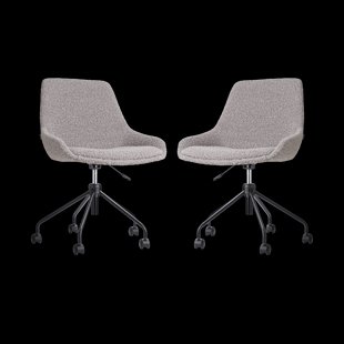 Nout-Isa bureaustoel bouclé taupe - zwart onderstel - set van 2