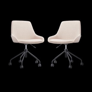 Nout-Isa bureaustoel beige - zwart onderstel - set van 2
