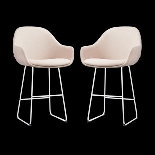 Nino-Mae barkruk beige - wit onderstel - 65 cm - set van 2