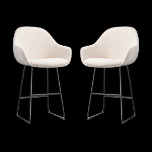 Nino-Mae barkruk bouclé beige - zwart onderstel - 65 cm - set van 2