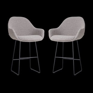 Nino-Mae barkruk bouclé taupe - zwart onderstel - 65 cm - set van 2