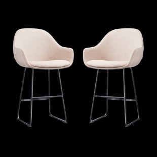 Nino-Mae barkruk beige - zwart onderstel - 65 cm - set van 2