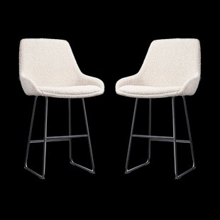 Nino-Isa barkruk bouclé beige - zwart onderstel - 65 cm - set van 2