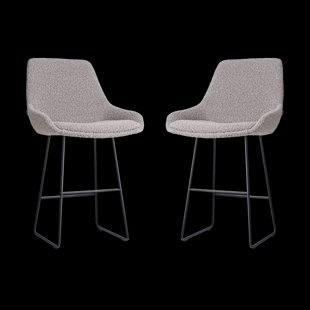 Nino-Isa barkruk bouclé taupe - zwart onderstel - 65 cm - set van 2