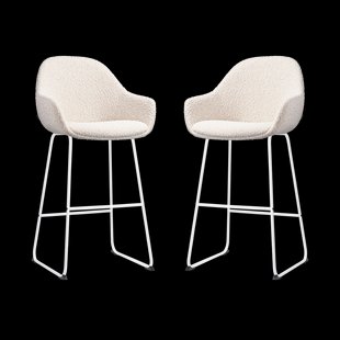 Nino-Mae barkruk bouclé beige - wit onderstel - 75 cm - set van 2