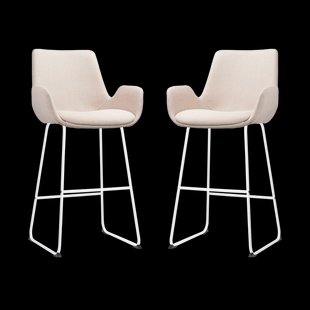 Nino-Eef barkruk beige - wit onderstel - 75 cm - set van 2