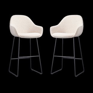 Nino-Mae barkruk bouclé beige - zwart onderstel - 75 cm - set van 2