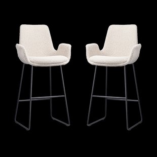 Nino-Eef barkruk bouclé beige - zwart onderstel - 75 cm - set van 2