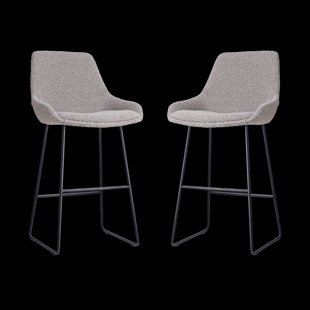 Nino-Isa barkruk bouclé taupe - zwart onderstel - 75 cm - set van 2