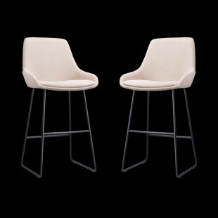 Nino-Isa barkruk beige - zwart onderstel - 75 cm - set van 2