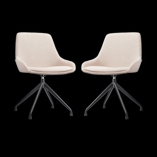 Nola-Isa draaibare eetkamerstoel beige - zwart onderstel - set van 2