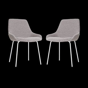 Nora-Isa eetkamerstoel bouclé taupe - wit onderstel - set van 2