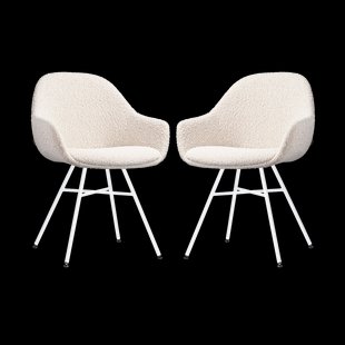 Noa-Mae eetkamerstoel bouclé beige - wit onderstel - set van 2 Noa-Mae eetkamerstoel bouclé beige - wit onderstel - set van 2