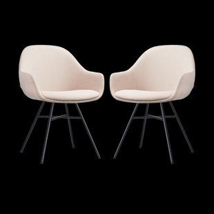 Noa-Mae eetkamerstoel beige - zwart onderstel - set van 2