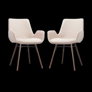 Nena-Eef eetkamerstoel beige - walnoot houten onderstel - set van 2