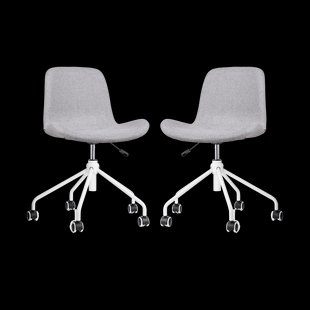 Nout-Fé bureaustoel lichtgrijs - wit onderstel - set van 2