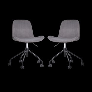 Nout-Fé bureaustoel velvet grijs - zwart onderstel - set van 2
