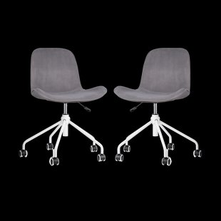 Nout-Fé bureaustoel velvet grijs - wit onderstel - set van 2