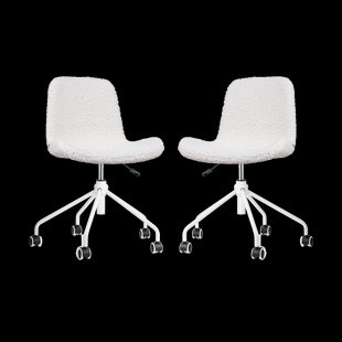 Nout-Fé bureaustoel teddy gebroken wit - wit onderstel - set van 2