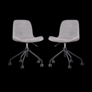 Nout-Fé bureaustoel rib warm grijs - zwart onderstel - set van 2