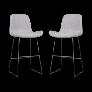 Nino-Fé barkruk lichtgrijs - zwart onderstel - 75 cm - set van 2