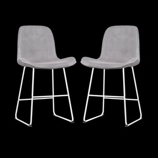 Nino-Fé barkruk rib warm grijs - wit onderstel - 65 cm - set van 2