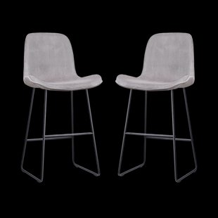 Nino-Fé barkruk rib warm grijs - zwart onderstel - 75 cm - set van 2