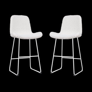 Nino-Fé barkruk teddy gebroken wit - wit onderstel - 75 cm - set van 2