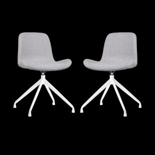 Nola-Fé draaibare eetkamerstoel lichtgrijs - wit onderstel - set van 2