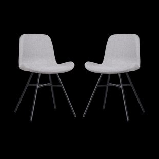Noa-Fé eetkamerstoel lichtgrijs - zwart onderstel - set van 2
