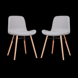 Nena-Fé eetkamerstoel lichtgrijs - houten onderstel - set van 2 Nena-Fé eetkamerstoel lichtgrijs - houten onderstel - set van 2