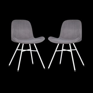 Noa-Fé eetkamerstoel velvet grijs - wit onderstel - set van 2