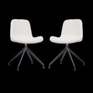 Nola-Fé draaibare eetkamerstoel teddy gebroken wit - zwart onderstel - set van 2